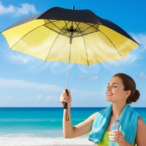 27-Inch High Quality Custom Logo Manual Golf <b>Umbrella</b> with Fan UPF 50+ Black UV Coating Auto Open Glass Fiber Ribs - Product Image 1