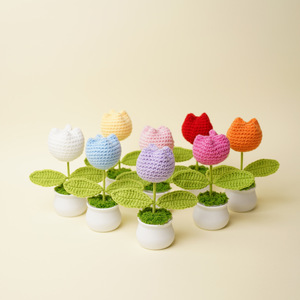 Plantas de Tulipanes en Maceta Hechas a Mano de Algodón, 14 cm, Estilo Natural, Ecológicas, para Regalos de Graduación - Product Image 3