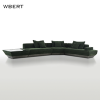 WBERT Canapé de salon italien moderne de luxe en cuir vert émeraude-Accoudoirs en marbre, ensemble de canapés modulables-Muebles Para Hogar