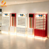 Vitrine optique LED sur pied avec serrure, finition bois, pour lunettes de soleil, présentoir à niveaux