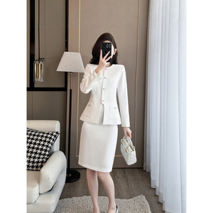 Women's Raspberry-colored <b>Blazer</b> Skirt <b>Set</b> Midi Length Anti-Wrinkle Office Lady Suit Daily Commute Interview Style - Product Image 2