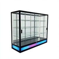 Vitrine murale en verre LED, finition noire mate, revêtement en poudre, pour centre commercial, supermarché