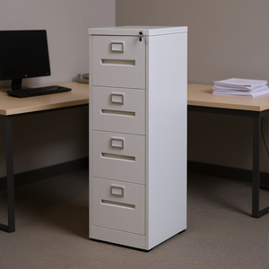 Archivador vertical metálico de 4 cajones, diseño estrecho, color blanco, con cerradura, para oficina u hogar, tamaño A4, legal, carta - Product Image 2