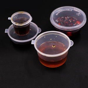Tái Chế Nhà Hàng PP <span class=keywords><strong>Mini</strong></span> 1Oz 2 Oz Phần Nước Sốt Souffle Ngâm Dùng Một Lần Nước Sốt Cốc Nhựa Nước Sốt Container Với Bản Lề Nắp - Product Image 2