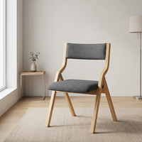 Chaise de bureau pliante portable, siège de conférence rembourré en tissu, structure en bois moderne, pour salle à manger, hôtel, espace de travail à domicile