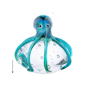 混色手工吹制玻璃章鱼水族馆纪念品礼品工艺品艺术穆拉诺玻璃海洋海洋动物摆件