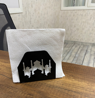 Décoration de table de cuisine et de salle à manger islamique musulmane pour l'Aïd et le Ramadan, support de serviettes en métal en forme de mosquée Taj Mahal, 13x15x5.5cm, noir/personnalisé