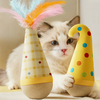 Jouet interactif à bascule pour chats d'intérieur, jouet pour chat à auto-redressement avec plume