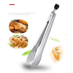 Pinces alimentaires en acier inoxydable 304 extra longues pour la cuisine, la pâtisserie, le pain, les steaks, les barbecues, avec embouts en silicone - Product Image 1