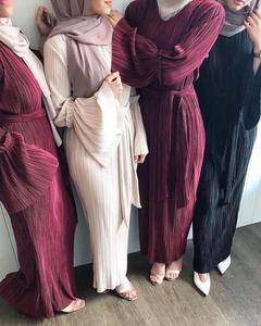 Falda plisada musulmana, vestido maxi, abaya con mangas trompeta, túnicas largas, ropa islámica árabe para Ramadán en el Medio Oriente - Product Image 4