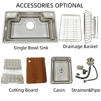 Évier de cuisine multifonctionnel en acier inoxydable Évier de port avec accessoires de travail Style coréen Grand bassin simple 7848