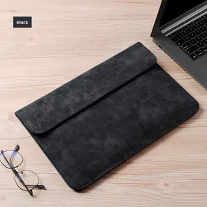 OEM Custom Fashion PU Leather Slim Lightweight Envelope Women Laptop Sleeve Bag Case for Macbook Pro Air 13 15 inch