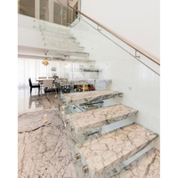 Marbre Aspect Porcelaine Escaliers Design Carreaux Marches d'escalier Carreaux Porcelaine de marbre émaillée polie pour revêtement de sol Marchepieds d'escalier