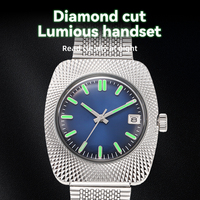 Montre mécanique pour homme de haute qualité, best-seller, boîtier carré de 36 mm, logo personnalisé, MIYOTA, acier inoxydable, verre acrylique, cadran lumineux