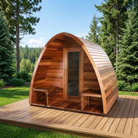 Sauna Traditionnel Commercial Multi-personnes en Cèdre Rouge avec Verre Trempé, Bois Massif Durable Anti-Corrosion pour Hôtels et Villas