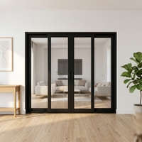 Porte coulissante en aluminium à rupture de pont thermique, double vitrage Low-E, deux panneaux, taille personnalisée pour projets résidentiels