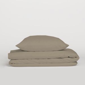 Ensemble de housse de couette 100% coton taupe, taille Queen française 240x220cm - Product Image 1