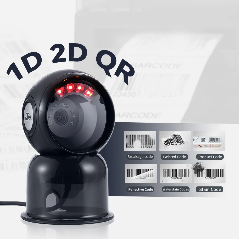 Jr T62 Qr 2d Bedrade Barcodelezer Usb Desktop Pos Scanner Met Automatische Inductie En Schermscanning Voor Kassa