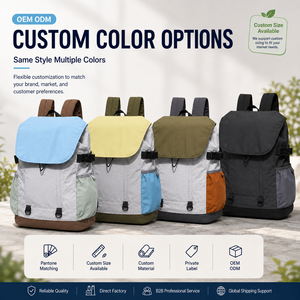Sac à dos décontracté pour femme avec cordon de serrage, pour ordinateur portable, avec housse, contraste de couleurs, léger, en nylon, sac de voyage, marque de mode coréenne - Product Image 2