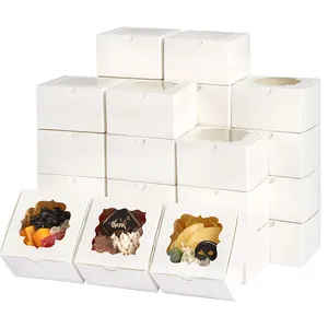 Bäckerei-Schachteln weiße Plätzchen-Schachteln mit Fenster 3-Stil-Leckenschachteln für Dessert Schokolade Erdbeeren Donuts und Party-Nutzen