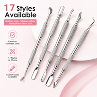 Pousse-cuticules double extrémité en acier inoxydable avec logo personnalisé, grattoir nettoyeur d'ongles, outil de manucure et pédicure pour salon, vente en gros