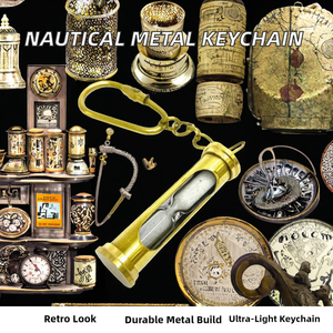 Top Seller Nautical Alloy Keychain Vintage Hourglass Sand <b>Timer</b> <b>Light</b> Keyring Letterpress Printed Business Promotion Gift - Product Image 2