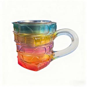 Nouvelle Tasse à Café en Verre Peinte Effet 3D Livre Superposé – Création Originale et Tendance - Product Image 5