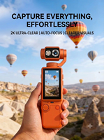 Videocámara de Bolsillo 2K con Enfoque Automático, Lente Giratoria de 180°, Luz de Relleno, Mini Cámara de Video Digital para Vlogging en Vivo