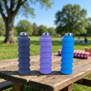 Botella de Agua Deportiva Plegable de Silicona de 700 ml, Libre de BPA, con Tapa de Acero Inoxidable, a Prueba de Fugas, Ligera y Ecológica para Uso en Exteriores - Product Image 1