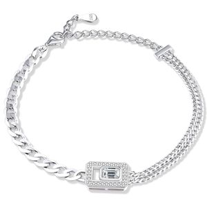 High Quality Fashion Fine Jewelry S925 Sterling Silver Zircon <b>Square</b> Pendant Jewelry <b>Sets</b> - Product Image 5