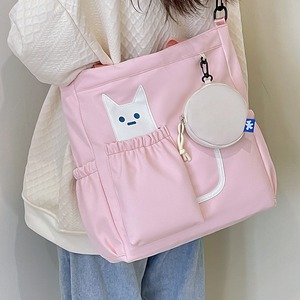 Pink Canvas Shoulder Bag With Cat Pocket 20-35L Water Resistant School Tote For Women Students - Product Image 1