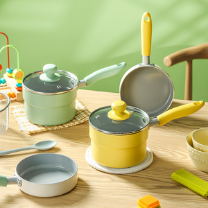 ชุดกระทะซอสและกระทะทอดแบบนอนสติ๊ก,ชุดเครื่องครัวก้นเหนี่ยวนำ Bakelite-3ชิ้นชุด Home Cooking เซรามิกสีเทาอลูมิเนียมอัลลอย - Product Image 1