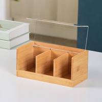 Boîte de rangement pour sachets de thé en bambou naturel massif, rectangulaire, 12 compartiments, organisateur de tiroir en bois moderne, facile à nettoyer, fabrication artisanale