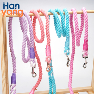 Hanyang personalizado hecho a mano perro collares correas OEM venta al por mayor personalizado trenzado cuero gradiente algodón anudado cuerda Nylon - Product Image 3