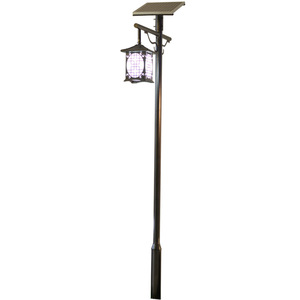 Lampadaire solaire de jardin à LED avec abat-jour en verre, corps en fer, IP66, blanc neutre 2700K, détecteur de mouvement, luminaire extérieur non détachable - Product Image 1
