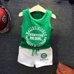 Ensemble de vêtements de sport pour garçons, sans manches, avec lettres, style décontracté, pour enfants de 1 à 5 ans, nouveaux designs personnalisés - Product Image 3