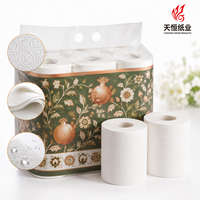 Papier toilette de luxe pour hôtel, en vrac, de qualité supérieure, à motifs floraux de grenade ouzbèque, en cuivre doré, à motifs botaniques, doux, 3 plis, gaufré et matelassé