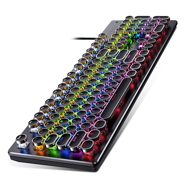 Ergonomic Design Versatile 104 Keys Programmable Anti-Ghosting Full Size Mechanical Keyboard with RGB Backlit for Gaming