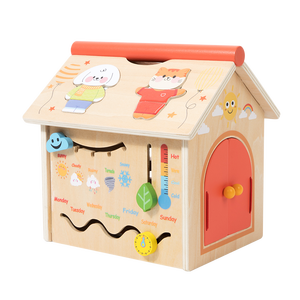Niños que aprenden tablero ocupado de madera Actividad de educación temprana para niños juguete sensorial Casa de tablero ocupado de madera - Product Image 6
