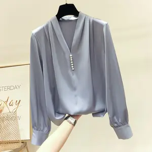 Dropshipping Leverancier Jonge Meisjes Mode Office Lady Fashion Chiffon Elegante Witte Blouses Vrouwen