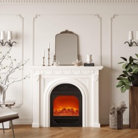 Cheminée sculptée rétro de style français, meuble décoratif, insert de cheminée non électrique à flammes simulées, étagère de rangement pour entrée
