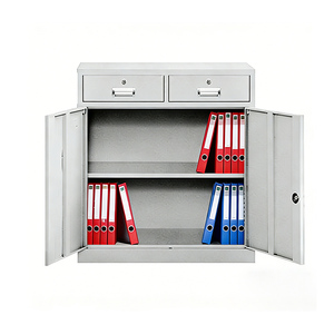 Armoire de rangement <span class=keywords><strong>scolaire</strong></span> à 2 tiroirs avec poignées en acier, cadre métallique et serrure – Mobilier de bureau, bibliothèque, armoire de rangement - Product Image 2