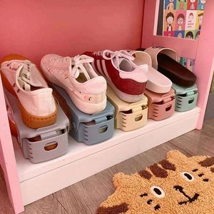 1PCS Durable Adjustable Double Tier PC Plastic Black Living Room <b>Shoe</b> <b>Storage</b> Rack Foldable Design <b>Space</b> <b>Saving</b> Modern Organizer - Product Image 4