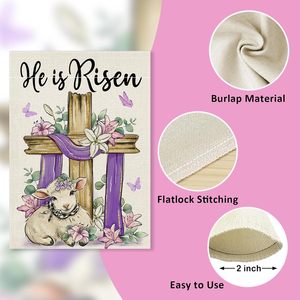 Cruz de Pascua Bandera de jardín Fe Lirio Cordero Hojas de eucalipto Mariposa Decoración de patio 12*18 pulgadas Bandera de jardín - Product Image 5