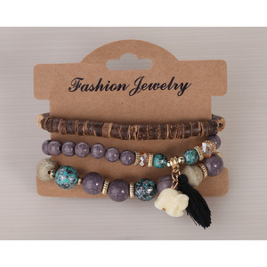 <b>Beaded</b> <b>Bracelets</b> Wood Tassel Charm Bohemia Style Unisex Gift HY-2736 - Product Image 6