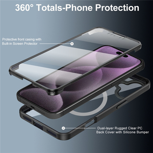 ที่ชาร์จโทรศัพท์มือถือแบบ2-in-1เคสป้องกันการสึกหรอทำจากซิลิโคนสำหรับ iPhone 15 16 17 Pro เคส360สำหรับ iPhone 17 PRO MAX - Product Image 3