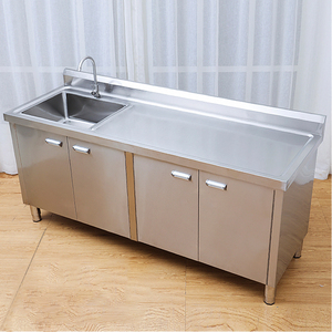 Table bon marché d'armoire d'évier de cuisine d'acier inoxydable avec <span class=keywords><strong>sous</strong></span> l'étagère avec le robinet pour l'évier moderne fait main de ménage - Product Image 5