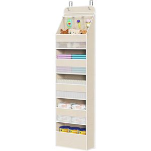 ที่เก็บของแขวนประตู 6 ชั้น ผ้าลายเบจ มีช่องใหญ่ 5 ช่อง สำหรับเก็บของเด็ก - Product Image 1