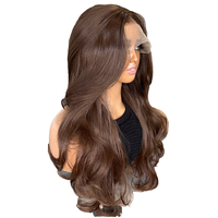 6 #   Perruques Lace Front Futura Brun Clair Ondulées avec Ligne de Cheveux Naturelle, Semi-Attachées à la Main, Sans Colle, pour Femmes Noires, Longues, Densité 150%, 24 pouces de hauteur