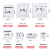 Sac à linge pliable en maille polyester de style dessin animé, réutilisable, anti-emmêlement, pour pulls, soutiens-gorge et sous-vêtements